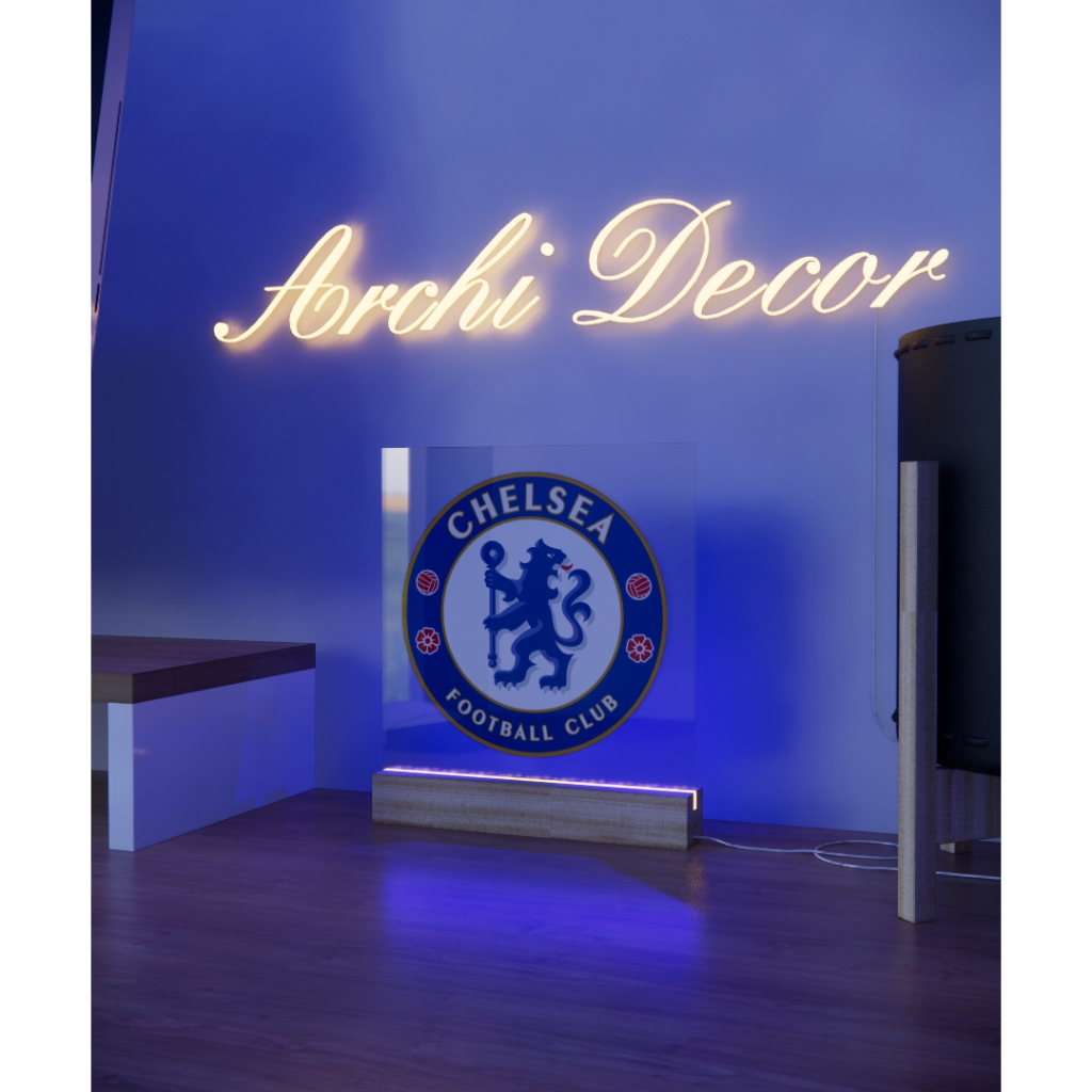 Đèn Mica Led In Logo Chelsea. Kích Thước 20*20 8 Màu, 6 Chế Độ Nháy, Điều Chỉnh Sáng Tối Tùy Thích