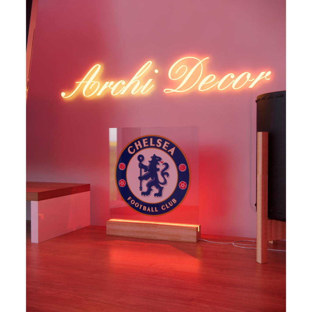 Đèn Mica Led In Logo Chelsea. Kích Thước 20*20 8 Màu, 6 Chế Độ Nháy, Điều Chỉnh Sáng Tối Tùy Thích