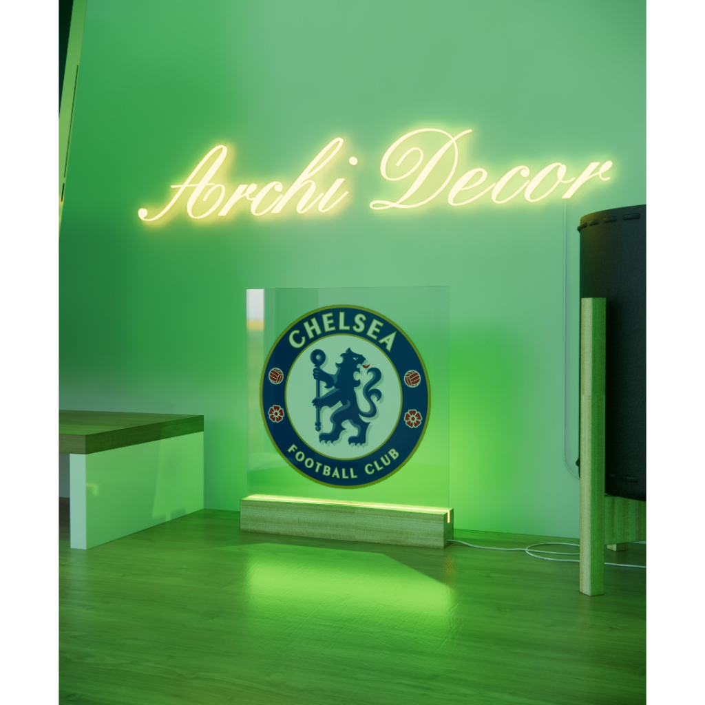 Đèn Mica Led In Logo Chelsea. Kích Thước 20*20 8 Màu, 6 Chế Độ Nháy, Điều Chỉnh Sáng Tối Tùy Thích