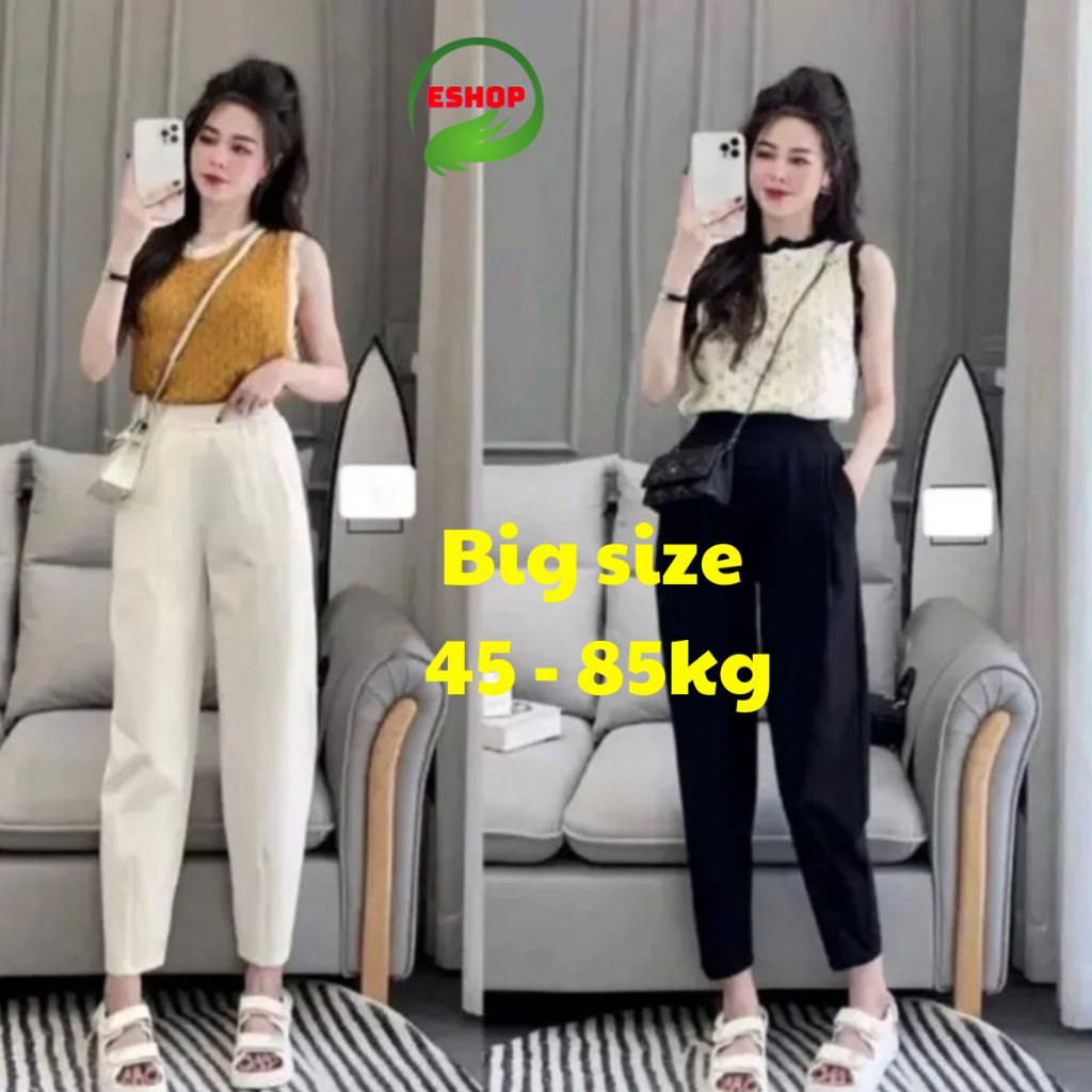 Quần Baggy Nữ Cạp Cao Ulzzang Hàn Quốc ESHOP Bigsize Thun Gân Lưng Cao Phong Cách Dễ Thương Q38