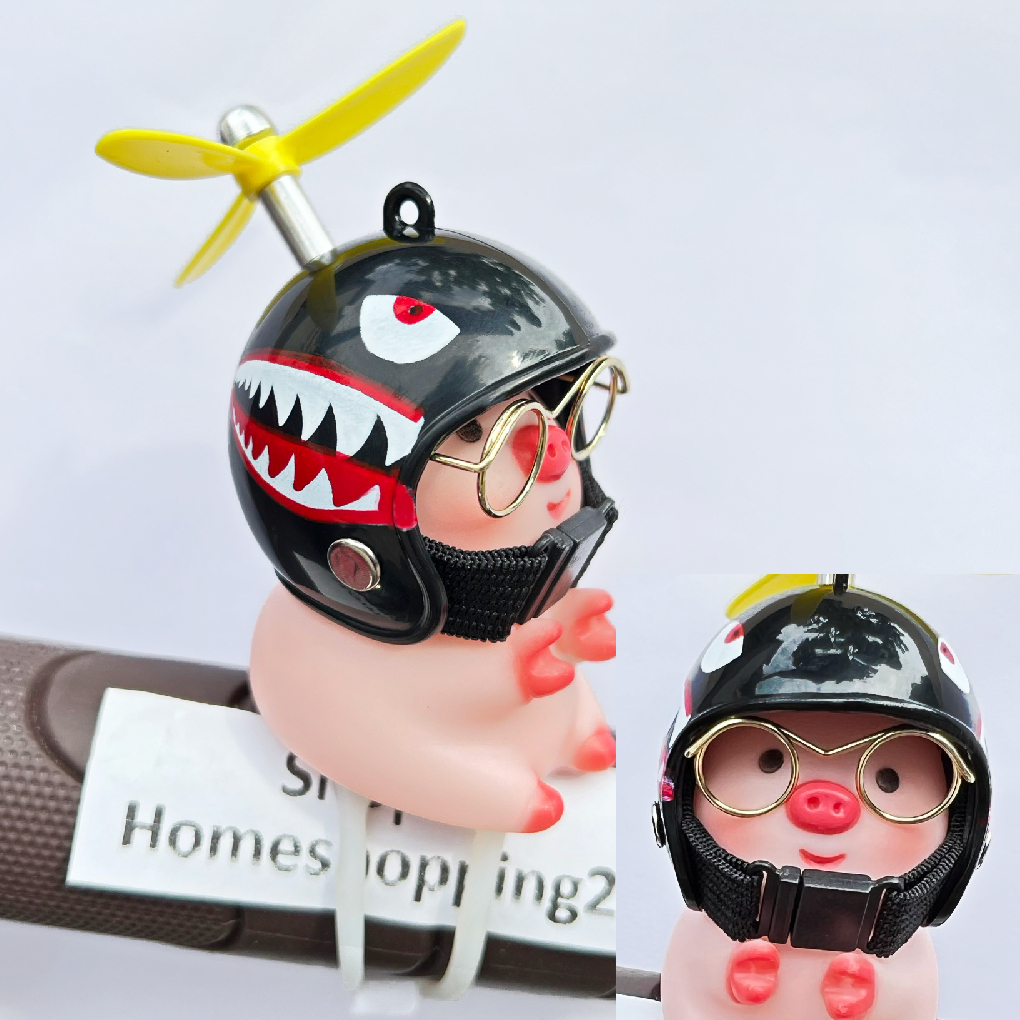 Có Kính / Heo Hồng đeo xe đạp, xe máy, xe hơi, heo gắn mũ bảo hiểm. Kèm theo mũ, chong chóng, đèn, đai, keo, KÍNH - ảnh 4