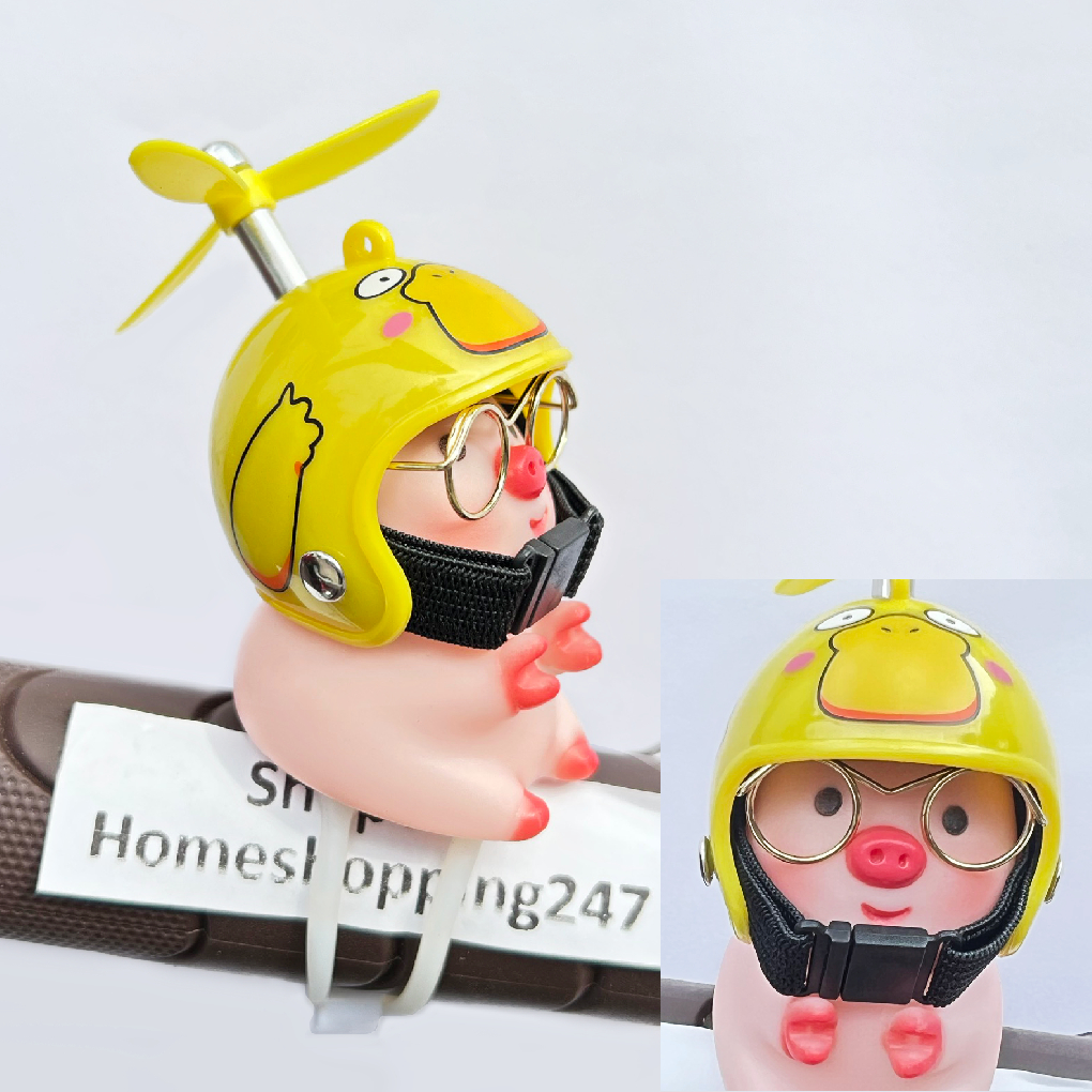 Có Kính / Heo Hồng đeo xe đạp, xe máy, xe hơi, heo gắn mũ bảo hiểm. Kèm theo mũ, chong chóng, đèn, đai, keo, KÍNH - ảnh 8