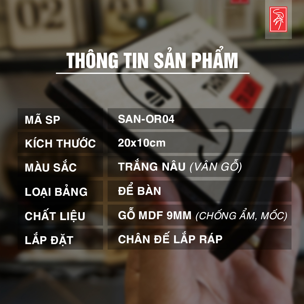 Bảng "vui lòng gọi món và thanh toán tại quầy" chất liệu gỗ để bàn SAN-OR04