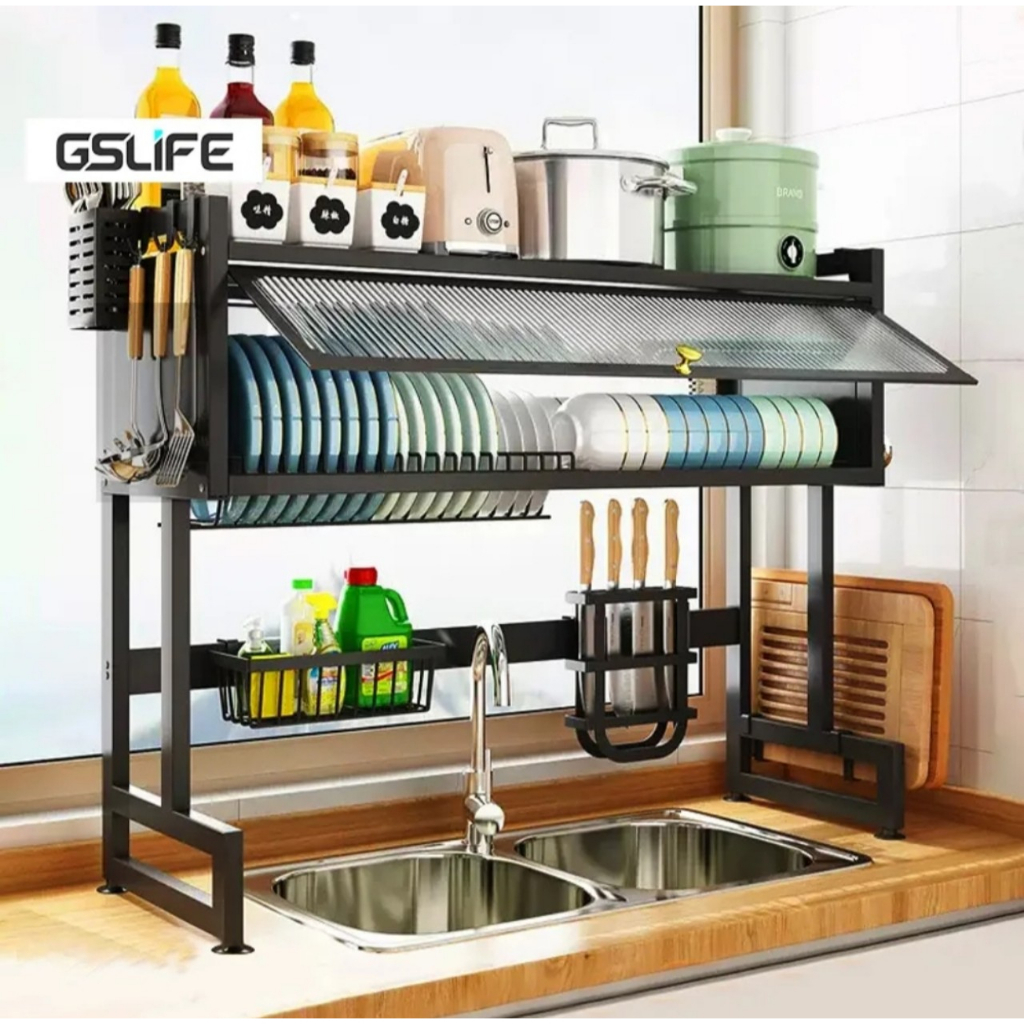 Kệ tủ úp chén bát có nắp đậy thông minh trên bồn rửa bát. Sắt sơn tĩnh ...