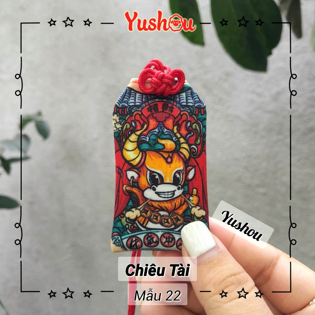 Túi Phước Yushou Tài Vận Sửu - Kiểu Omamori Nhật, Có sẵn, Quà tặng ý nghĩa.