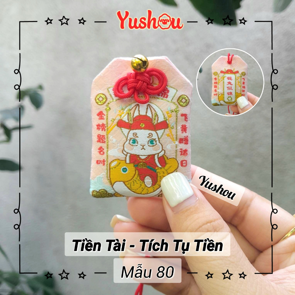 Túi Phước Yushou Tài Vận Mẫu 80 - T.iền Thố Tụ Cẩm - Kiểu Omamori Nhật, Có sẵn, Quà tặng ý nghĩa.