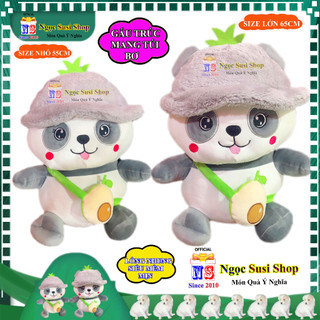 GẤU BÔNG HÌNH GẤU TRÚC NÓN ĐEO TÚI BƠ SIÊU CƯNG RẤT MỀM MỊN GIAO NHANH