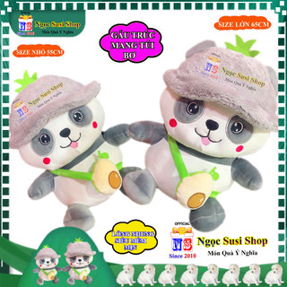 THÚ NHỒI BÔNG HÌNH GẤU TRÚC NÓN ĐEO TÚI BƠ RẤT DỄ THƯƠNG ĐẸP NHƯ ẢNH SIÊU MỀM MỊN GIAO RẤT NHANH