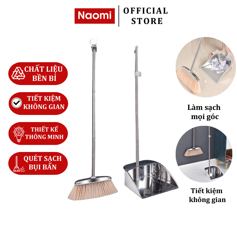 Chổi Quét Nhà Thông Minh Naomi Inox Kèm Hót Rác Cán Dài Chắc Chắn Tiện ...