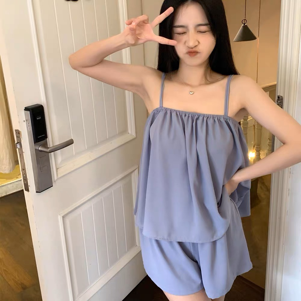 Set pijama 2 dây xinh xắn thoáng mát, Bộ ngủ nữ dễ thương, Set đồ ngủ hai dây, Đầm mặc nhà, set 847.