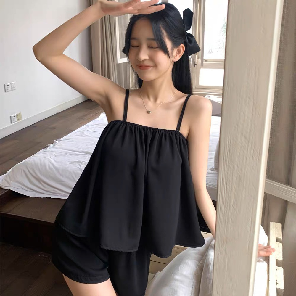 Set pijama 2 dây xinh xắn thoáng mát, Bộ ngủ nữ dễ thương, Set đồ ngủ hai dây, Đầm mặc nhà, set 847.