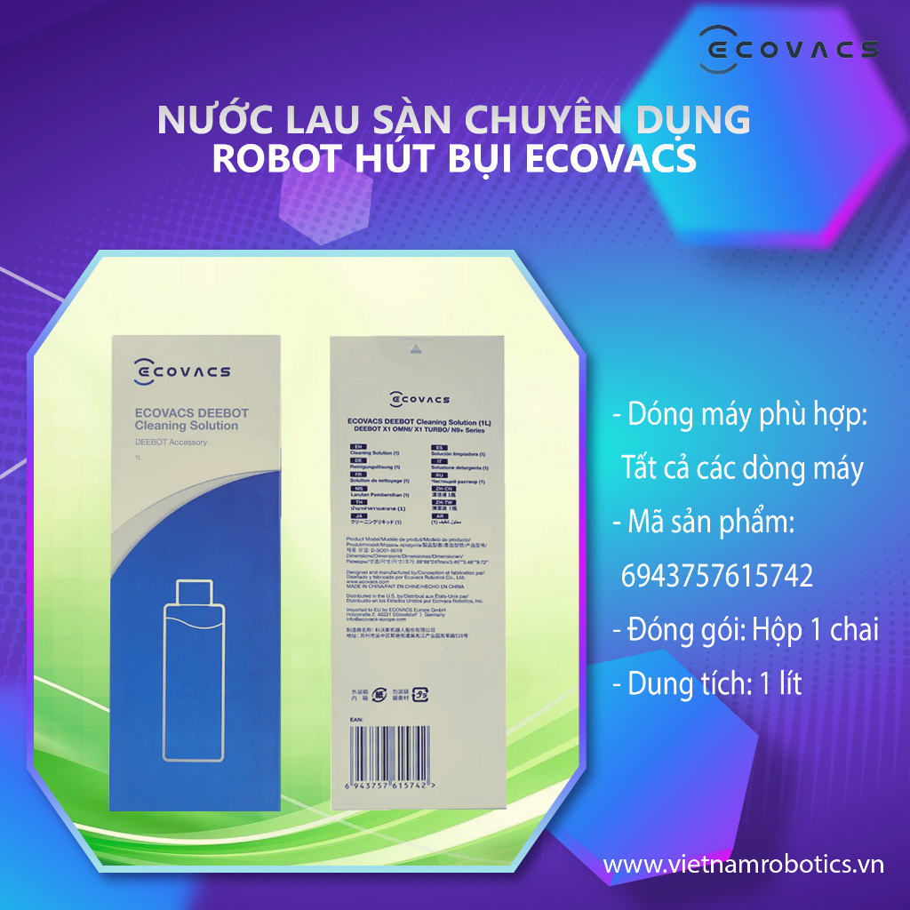 Nước Lau Sàn Dành Riêng Cho Robot Hút Bụi Lau Nhà Ecovacs Deebot - Hàng chính hãng - Dung tích 1 lít