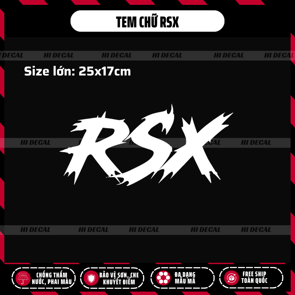 Tem chữ RSX dán xe, tem rời dán xe |TMN-026| Decal cao cấp chống nước, bền màu