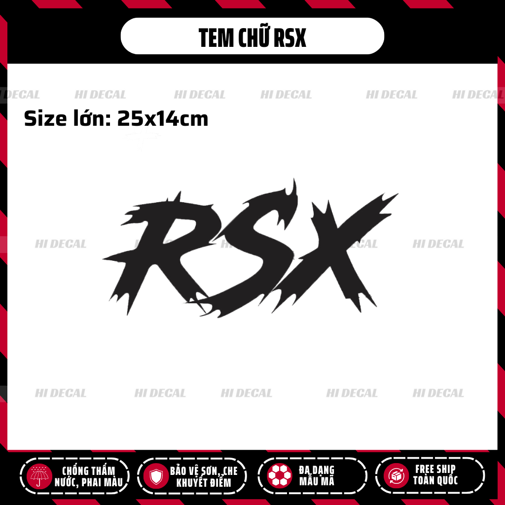 Tem chữ RSX dán xe, tem rời dán xe |TMN-026| Decal cao cấp chống nước, bền màu