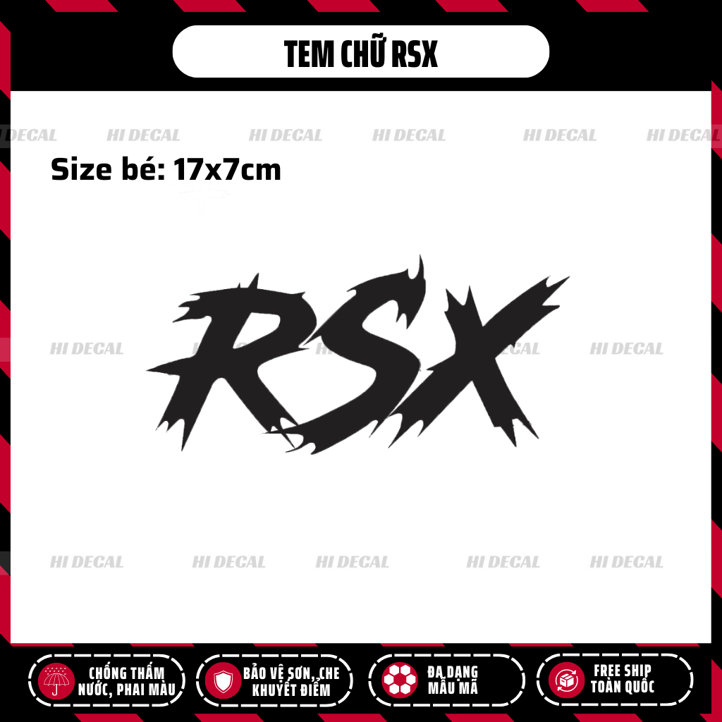 Tem chữ RSX dán xe, tem rời dán xe |TMN-026| Decal cao cấp chống nước, bền màu