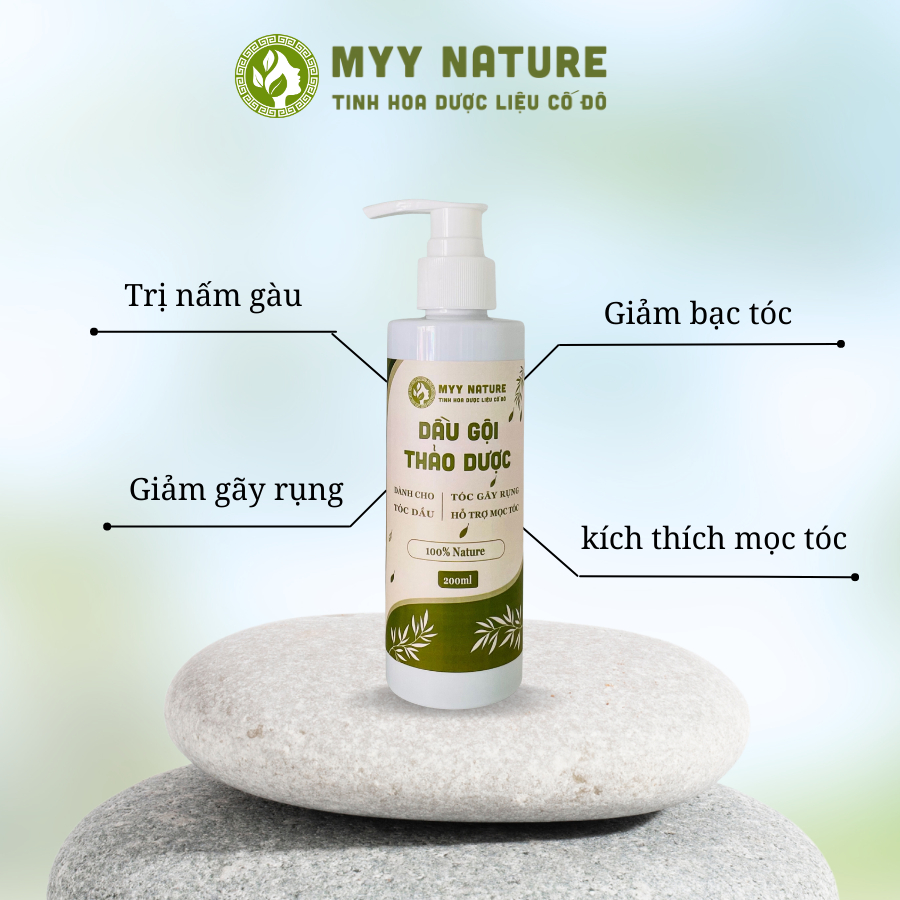 Dầu Gội Thảo Dược Myy Nature, chai 500ml - Giúp Giảm Bạc Tóc, Gãy Rụng và Kích Thích Mọc Tóc