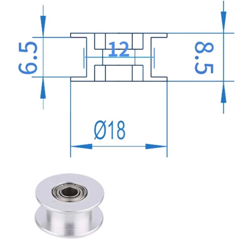 Puly ròng rọc GT2 trơn và có răng trục 3mm và 5mm cho đai 6mm và 9mm ...