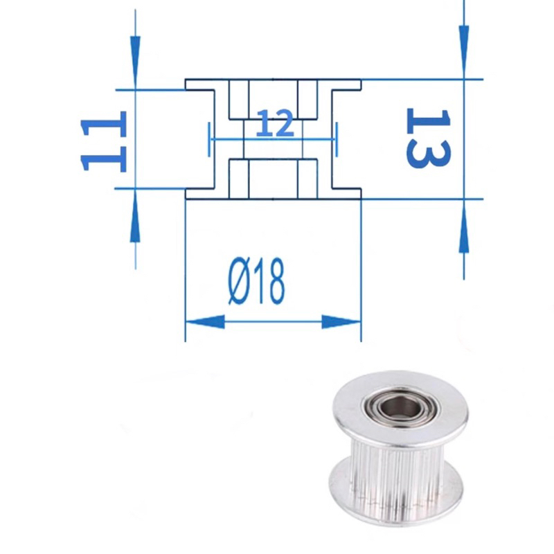 Puly ròng rọc GT2 trơn và có răng trục 3mm và 5mm cho đai 6mm và 9mm ...