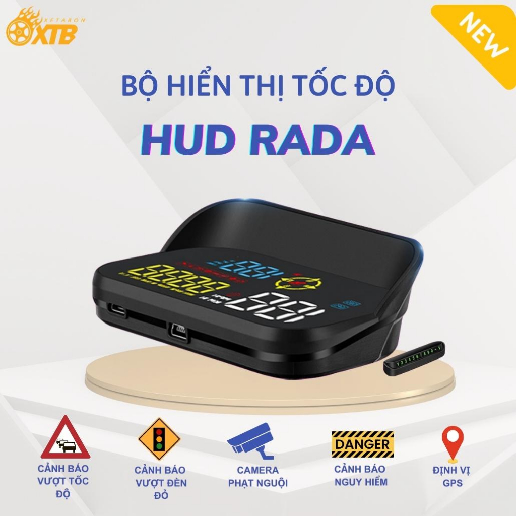 Bộ Hiển Thị Tốc Độ Kính Lái Ô Tô HUD Rada Cảnh Báo Tốc Độ, Cam Phạt