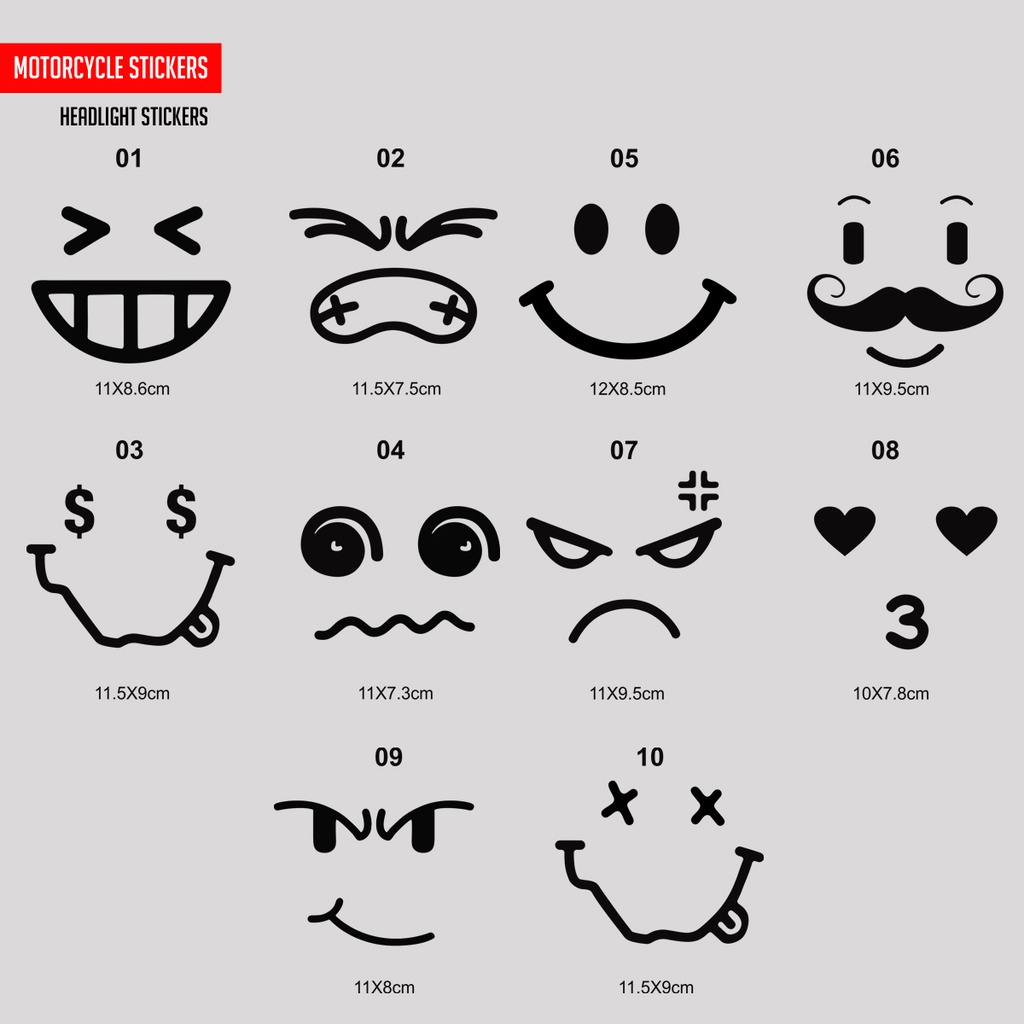 [Tem lột tách nền] Decal Sticker dán đèn pha. Tem biểu tượng cảm xúc mọi dòng xe máy, Vespa, yamaha, honda... Chống nước