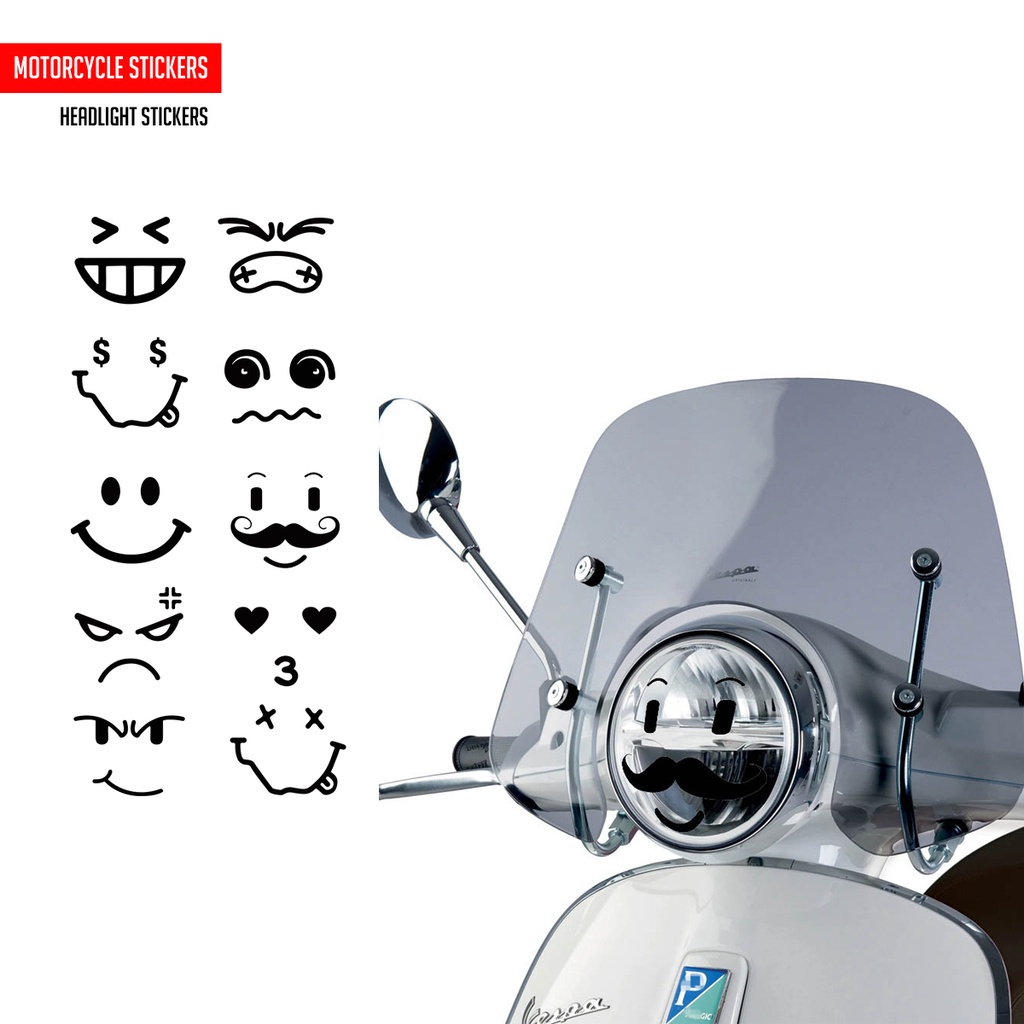 [Tem lột tách nền] Decal Sticker dán đèn pha. Tem biểu tượng cảm xúc mọi dòng xe máy, Vespa, yamaha, honda... Chống nước