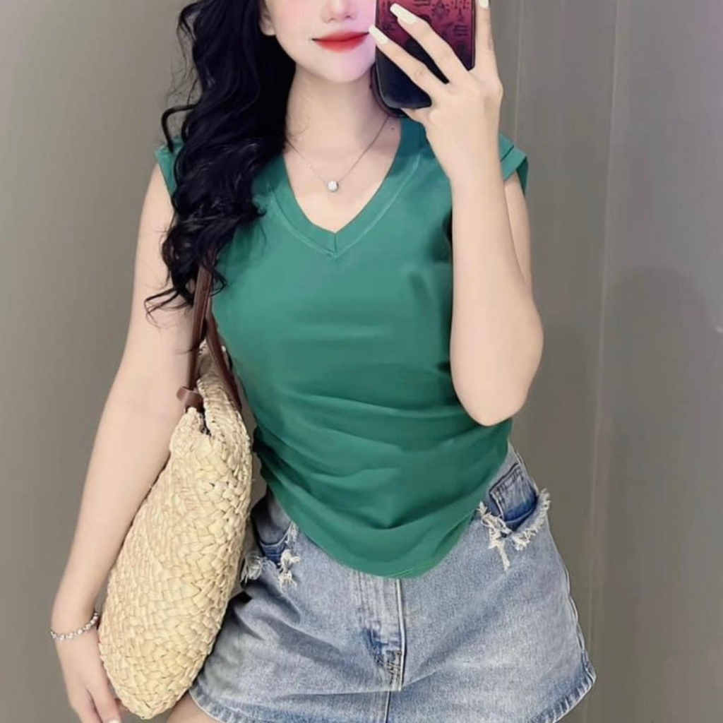 Áo Thun Nữ Bigsize Tay Hến ESHOP Áo Phông Nữ Cổ Tim Vải Borip Co Giãn Tốt Đẹp Dễ Thương Thoáng Mát Thấm Hút Mồ Hôi AT68