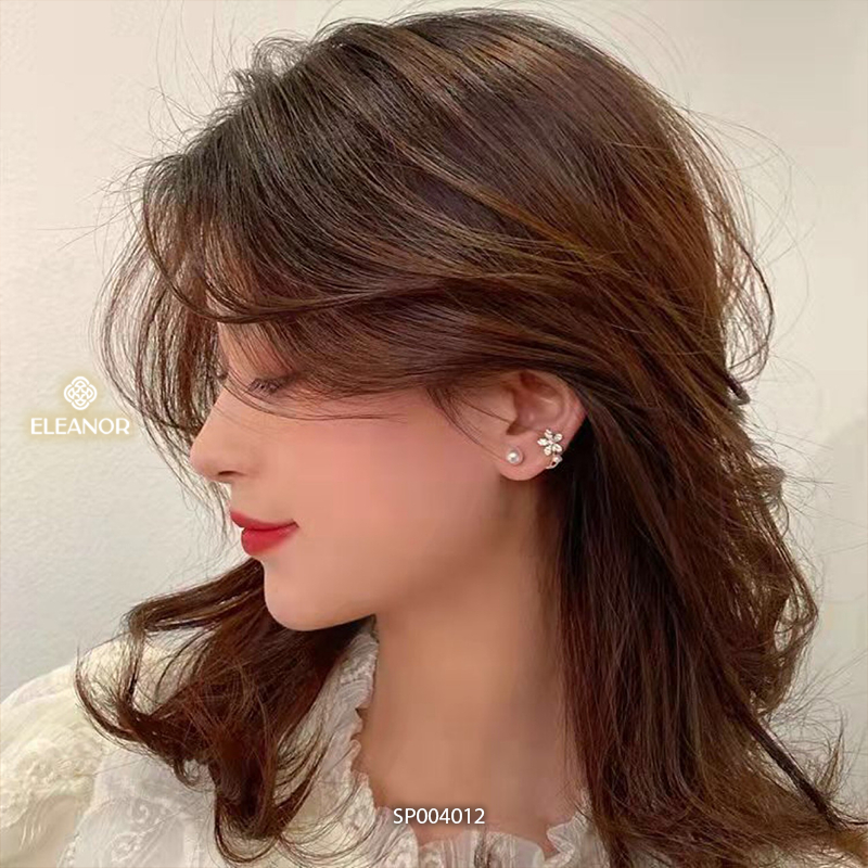 Bông tai nữ chuôi bạc 925 Eleanor Accessories hình hoa đính đá phụ kiện trang sức khuyên tai 4012