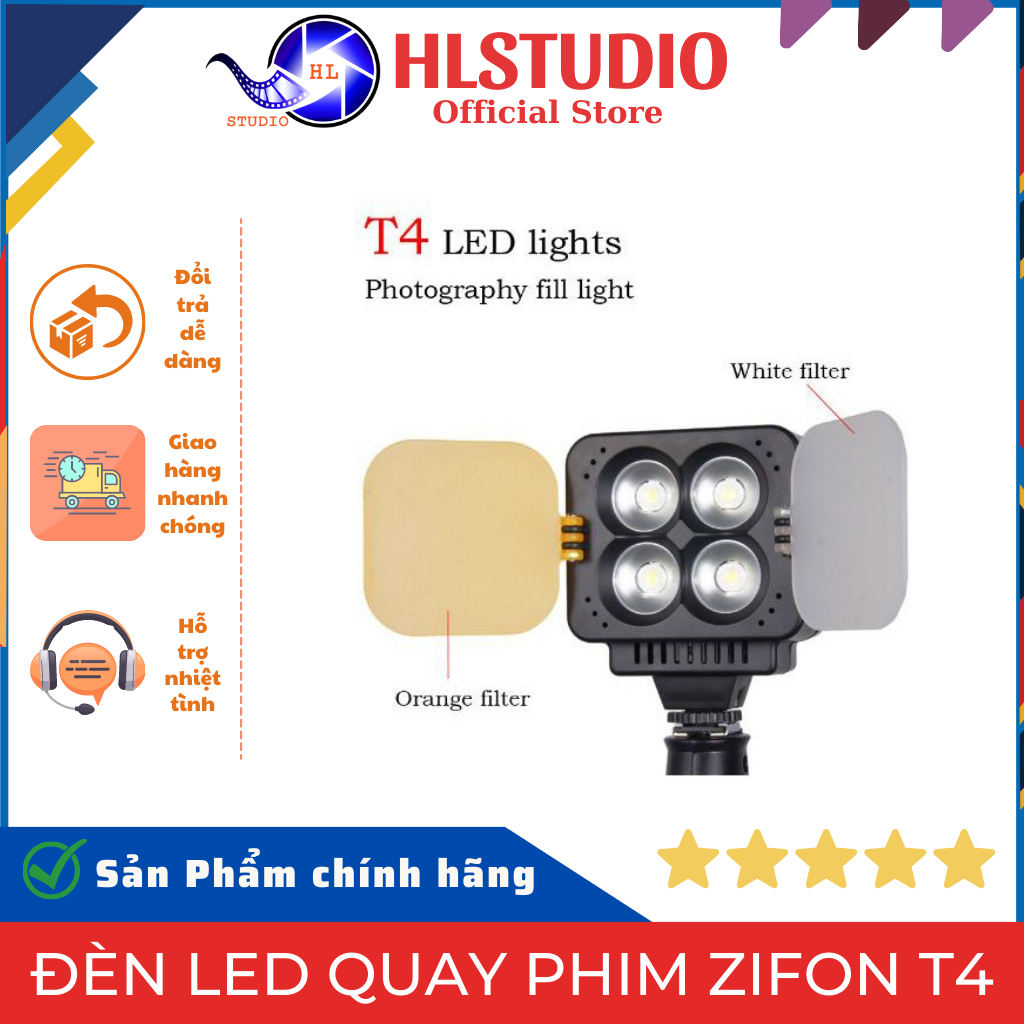 Đèn Led Quay Phim Zifon T4, Công Suất 10.5w, Nhiệt Màu 3200k - 5600k HL ...