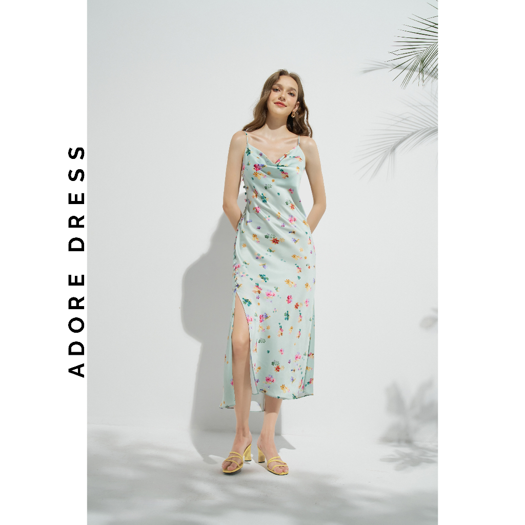 Đầm Sleeveless dresses resort style lụa hoa nhỡ mint 	313DR6011 ADORE DRESS
