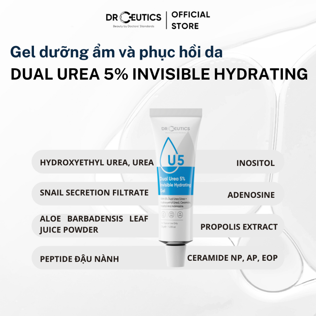 Ảnh DRCEUTICS Gel Dưỡng Ẩm Và Phục Hồi Da Dual Urea 5% Invisible Hydrating Gel (50g) 3