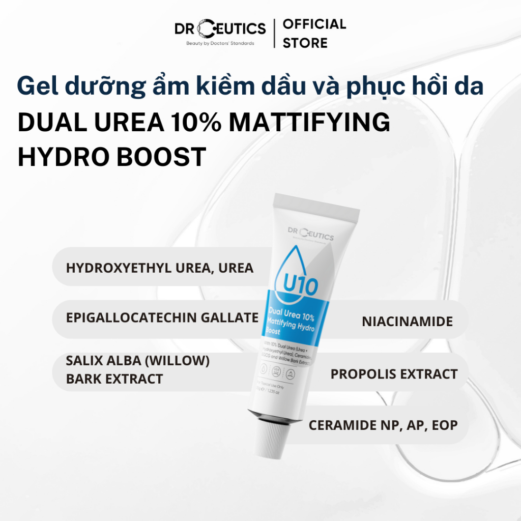 Ảnh DRCEUTICS Gel Dưỡng Ẩm Kiềm Dầu Và Phục Hồi Da Dual Urea 10% Mattifying Hydro Boost (50g) 3