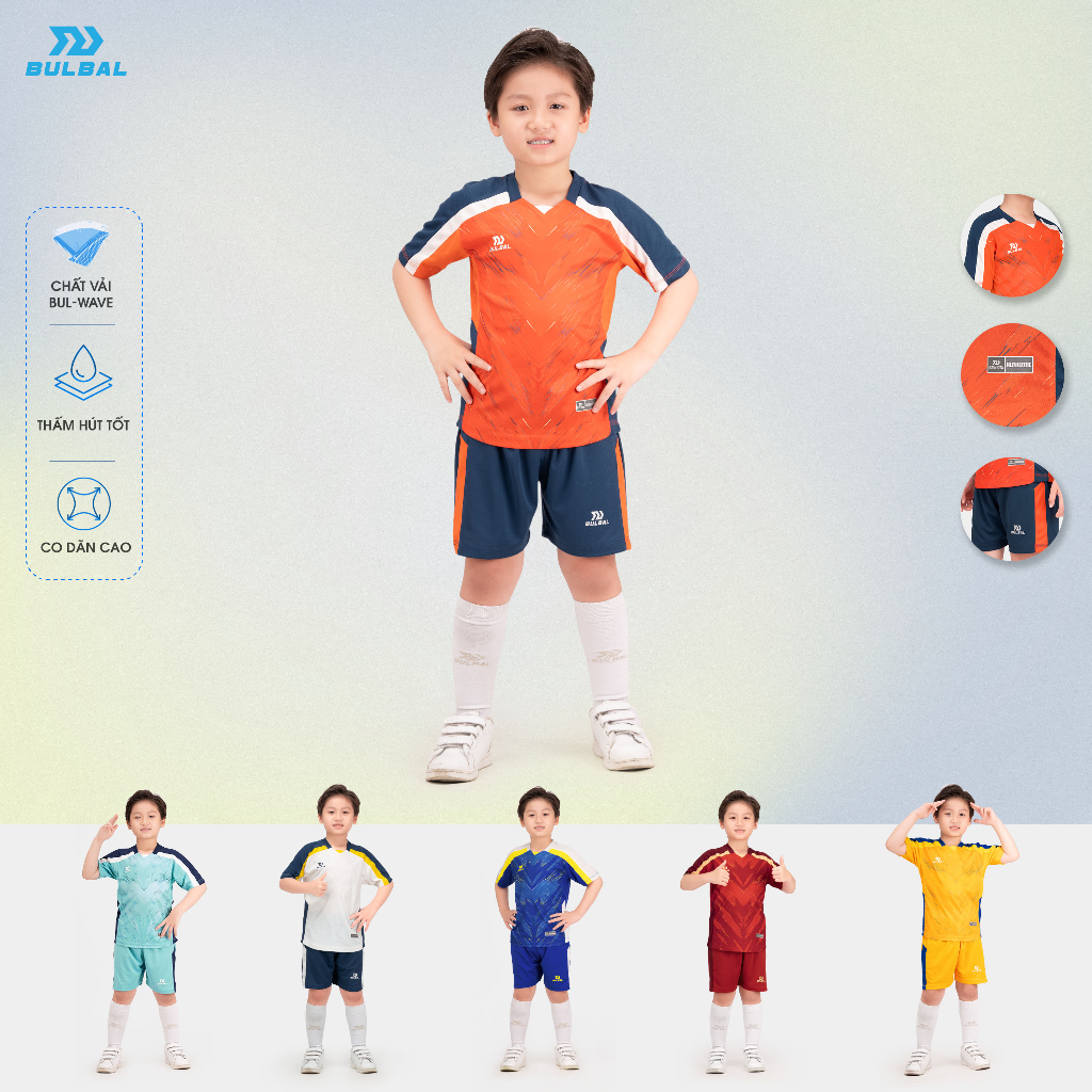Bộ quần áo bóng đá trẻ em Bulbal Vingar Kid 2, chất liệu vải thấm hút thoáng mát