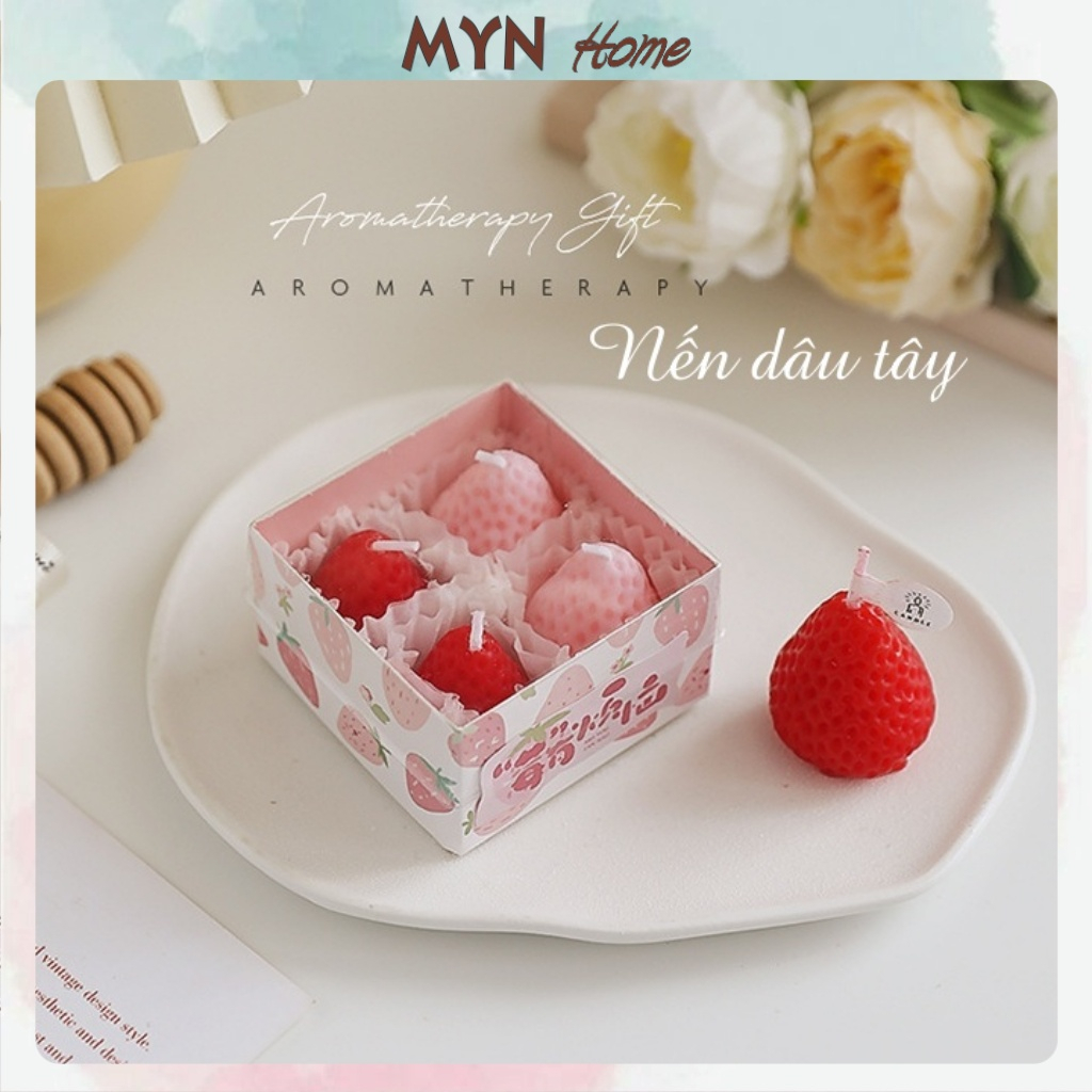 Set nến thơm sáp đậu dâu tây decor phòng, hương thơm thư giãn MYN Home ...