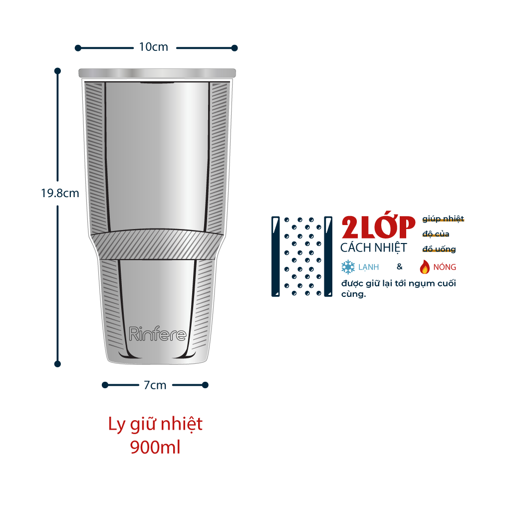Ảnh Đế Silicone Cho Ly Giữ Nhiệt Rinfere 900ml và 590ml Chống Trơn Trượt Và Giảm Tiếng Ồn 3
