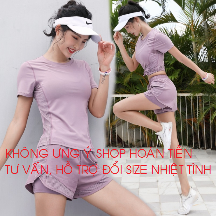 (HÀNG ĐẸP) Đồ tập gym Nữ thun lạnh phối lưới mịn mát, tôn dáng(BC01)-Bộ thể thao Nữ đạp xe, chạy bộ