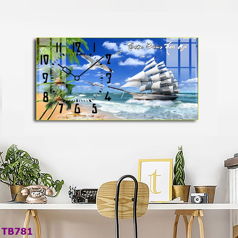 Tranh Treo Tường Phong Thủy Thuận Buồm Xuôi Gió Tráng Gương Hiện Đại