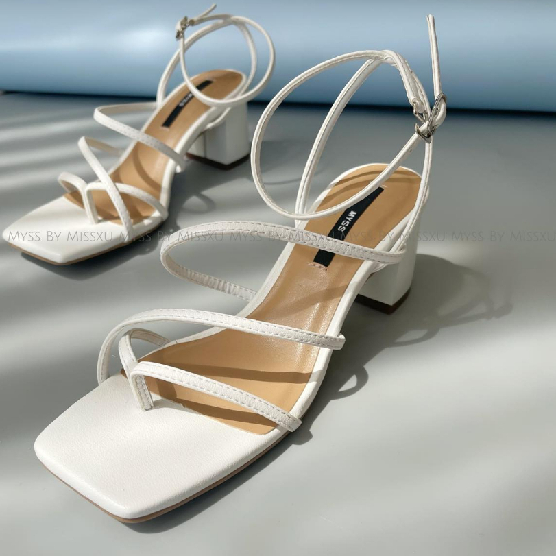 Giày sandal nữ MYSS xỏ ngón phối quai chéo quàng cổ chân 6cm thời trang - SD154
