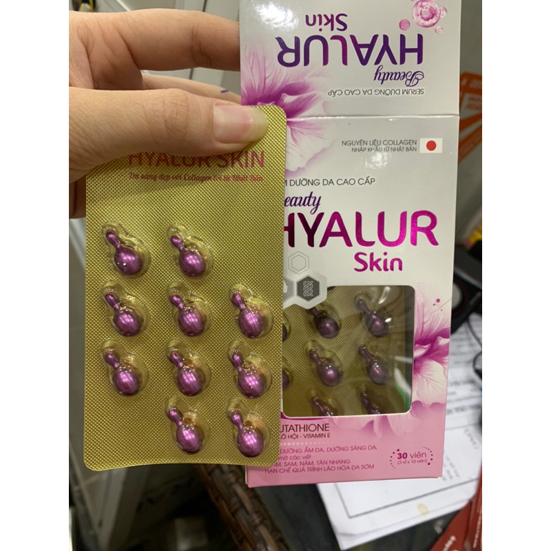 ✅(chính hãng)viên bôi Hyalur skin giúp trắng da,mờ sạm,nám, mịn da (hộp 40 viên)