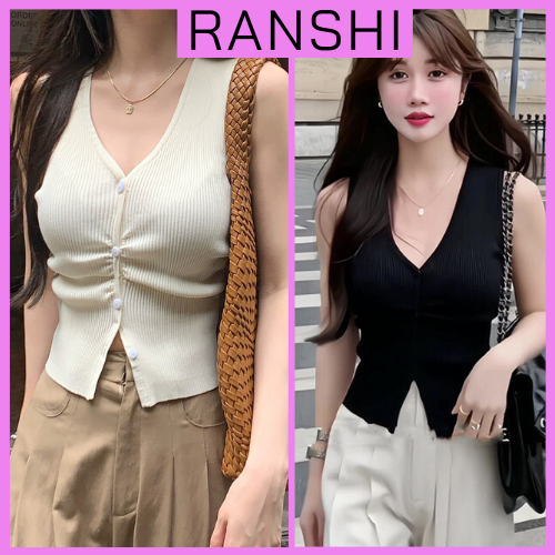 [CÓ SIZE] Áo Sát Nách Nút Cài Cổ Tim Xinh RANSHI HÀNG LOẠI 1 Phong Cách Hàn Quốc Sang Chảnh Cá Tính Dễ Phối Đồ - RA149