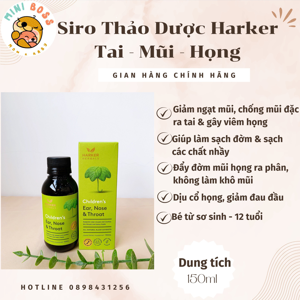 [CHÍNH HÃNG] [Date 2025] Siro Harker Herbals tai mũi họng xanh lá cho