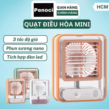 Quạt Hơi Nước Mini Để Bàn Trong Suốt, Quạt Phun Sương Sạc Tích Điện Cảm Ứng NANO Quạt điều hoà mini trong suốt kiêm đèn
