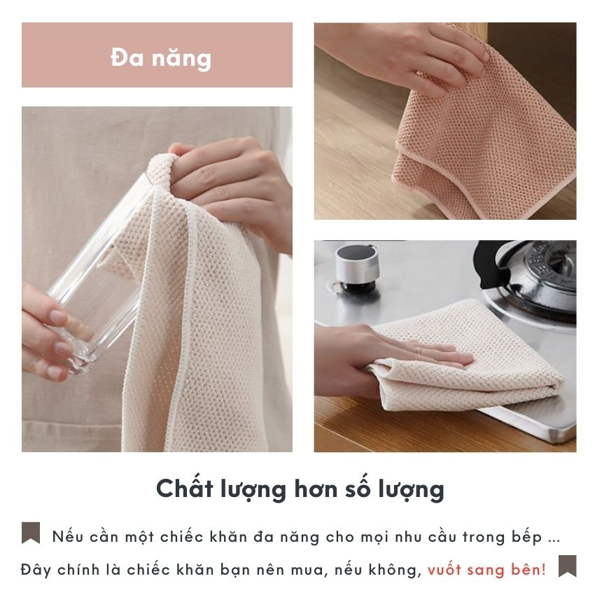 Khăn lau tay treo bếp vải microfiber có móc treo sang trọng, khăn lau bếp cao cấp có móc treo siêu thấm | BigBuy360 - bigbuy360.vn