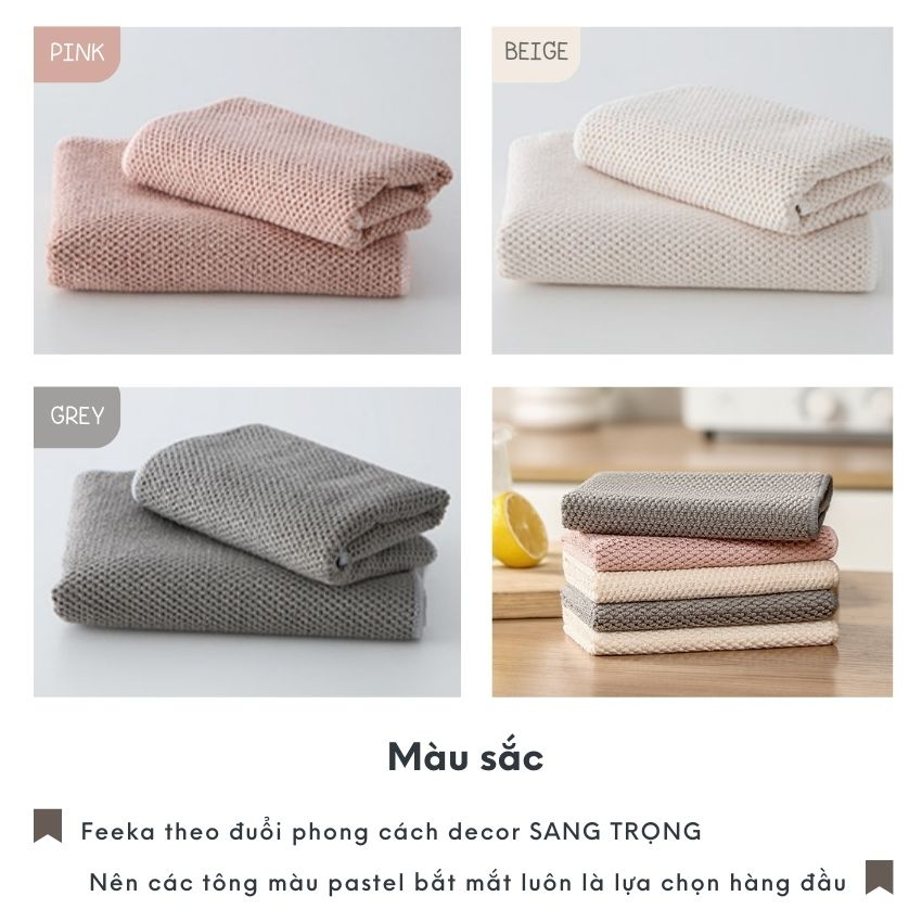 Khăn lau tay treo bếp vải microfiber có móc treo sang trọng, khăn lau bếp cao cấp có móc treo siêu thấm | BigBuy360 - bigbuy360.vn