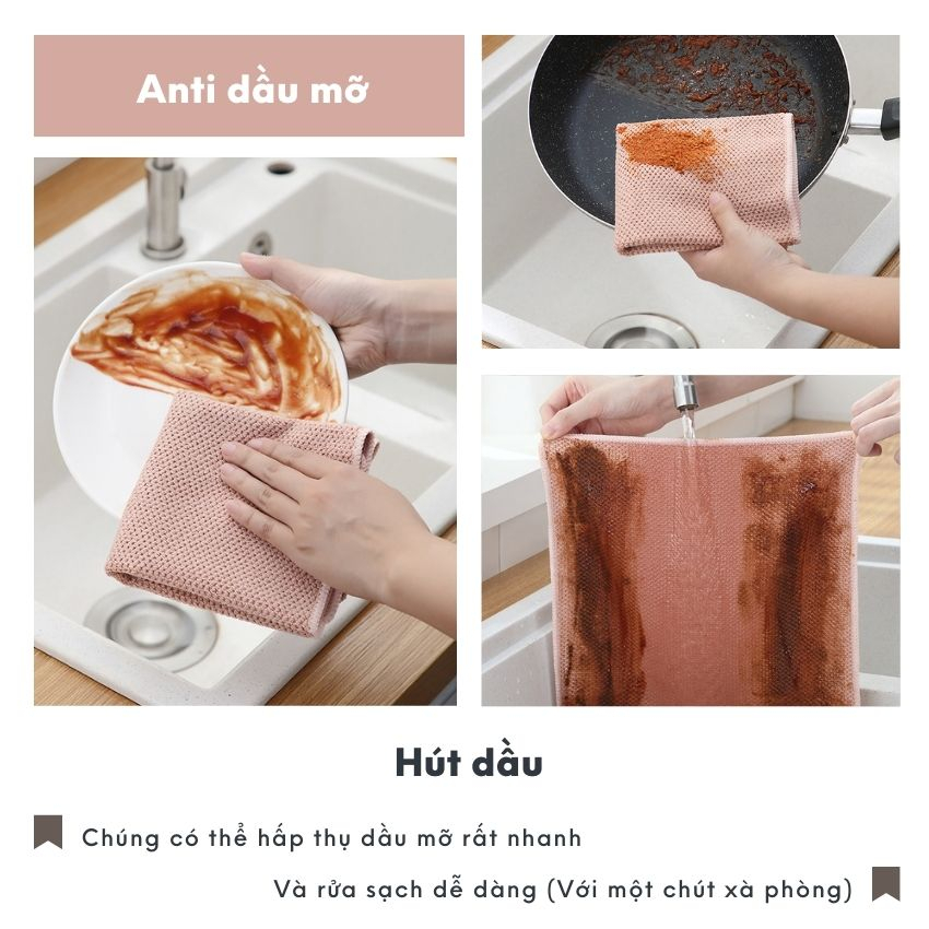 Khăn lau tay treo bếp vải microfiber có móc treo sang trọng, khăn lau bếp cao cấp có móc treo siêu thấm | BigBuy360 - bigbuy360.vn