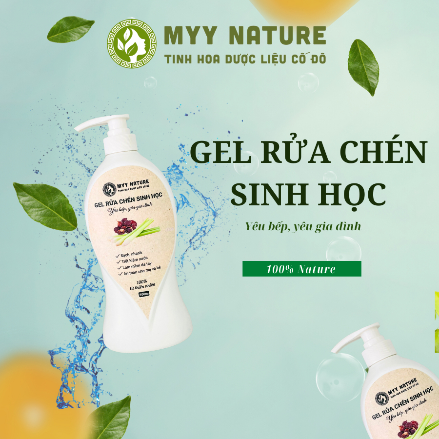 Gel Rửa Chén Sinh Học Myy Nature chai 500ml - Đánh Tan Mọi Vết Bẩn Ở Chén, Bát, Kháng Khuẩn, Khử Mùi