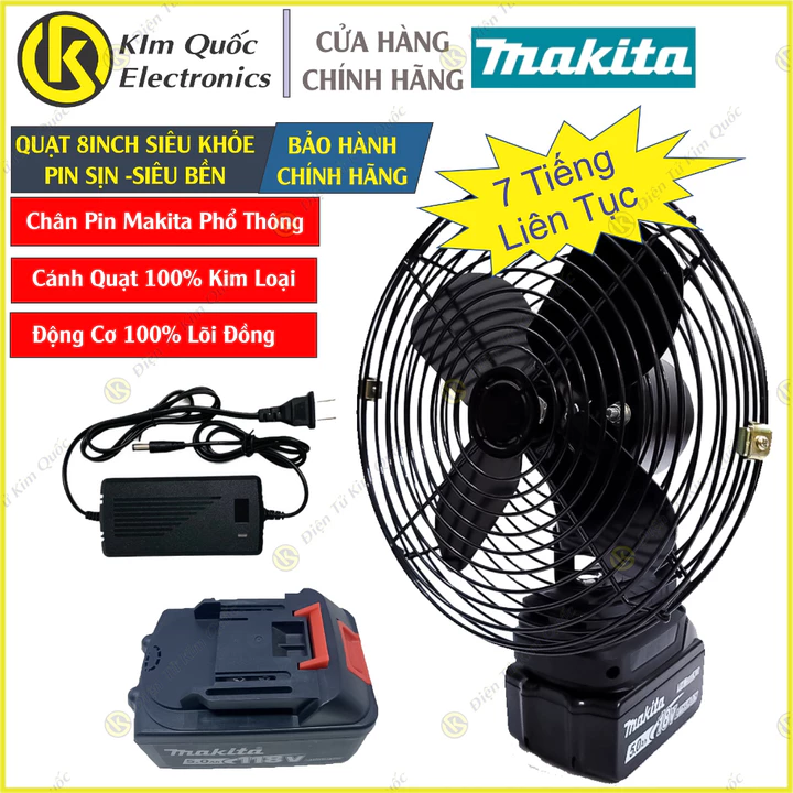 Quạt Tích Điện Makita Chân Pin Phổ Thông,Quạt Pin Makita 8inch Sử Dụng Pin 14.4 - 21V Makita