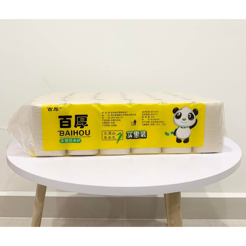 Giấy vệ sinh gấu trúc BAIHOU nội địa trung giấy không lõi mềm mịn siêu dai bịch 36 cuộn