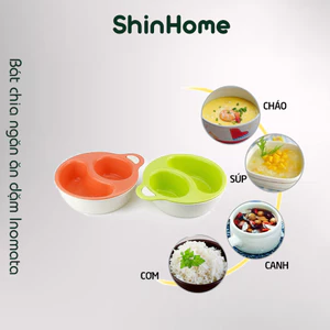 Bộ bát chia ngăn 2 trong 1 Inomata cho bé ăn dặm