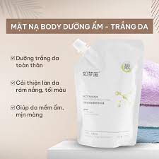 Mặt Nạ Ủ Trắng Body Giúp Da Trắng Sáng Mềm Mịn Dưỡng Ẩm HUNMUI 300ml Dạng Bịch Có Vòi
