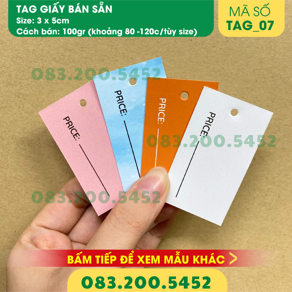 Tem giấy treo quần áo Hàng bán sẵn - Nhãn Mác Quần Áo Tag giấy
